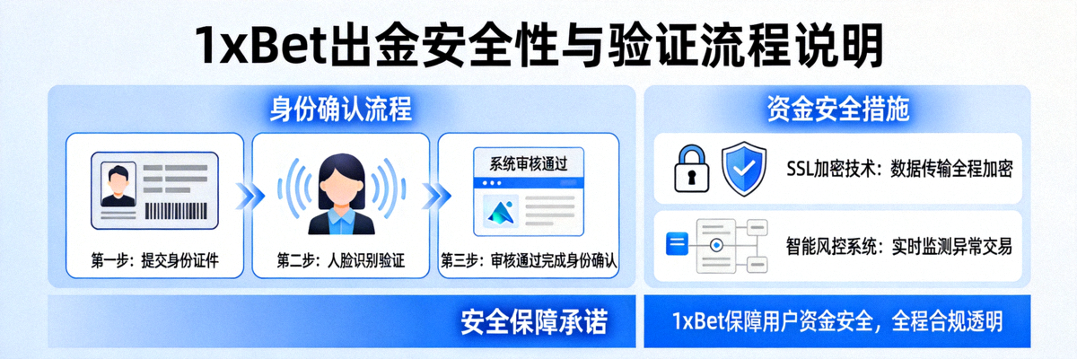 1xBet 出金安全性與驗證流程說明，包含身份確認與資金安全措施